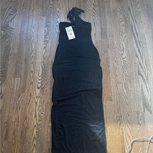 Oh Polly Black Halter Bodycon Maxi Dress